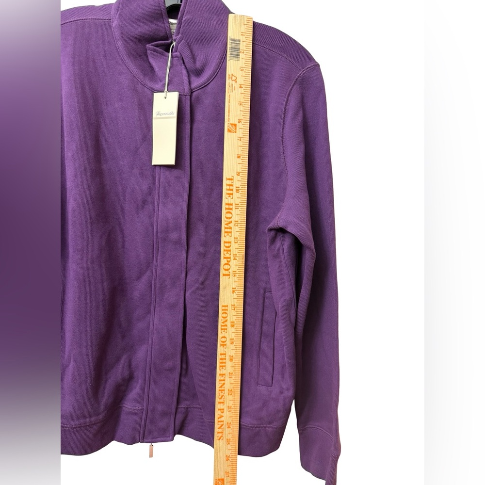 NWT Faconnable Large Plum Purple Zip-Up Bomber Jacket - Picture 10 of 11